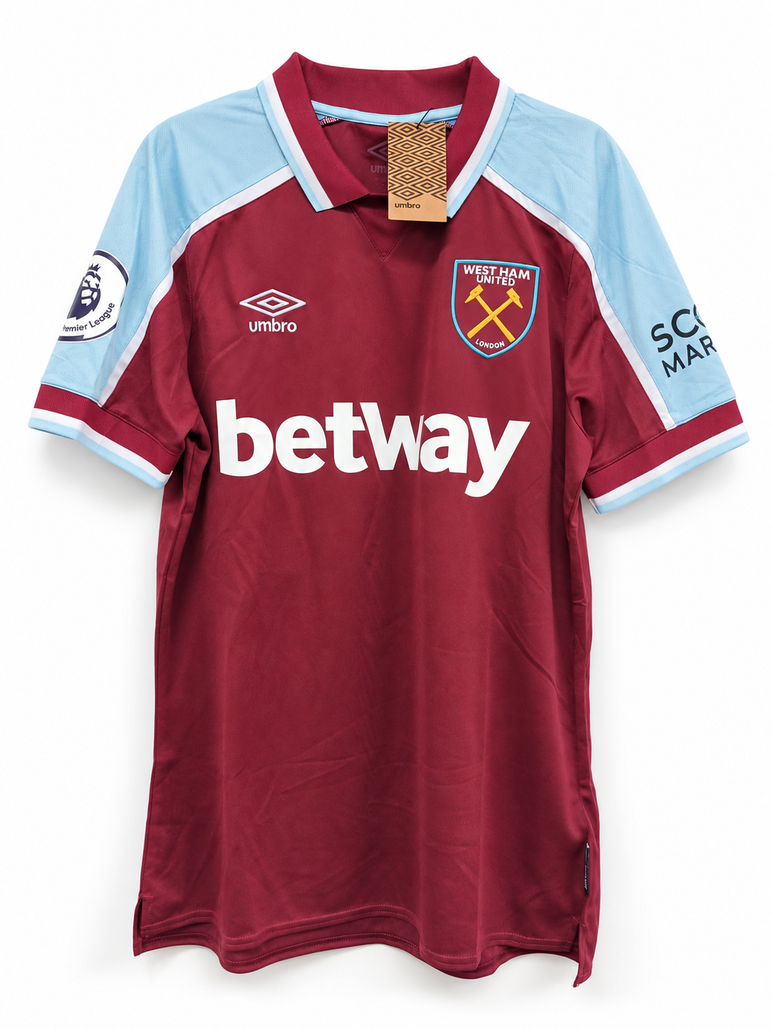 Camiseta West Ham Local 2021/2022 Umbro Bowen #20 Talla M (74 cm Largo) - Código Original 94268U-KIT
