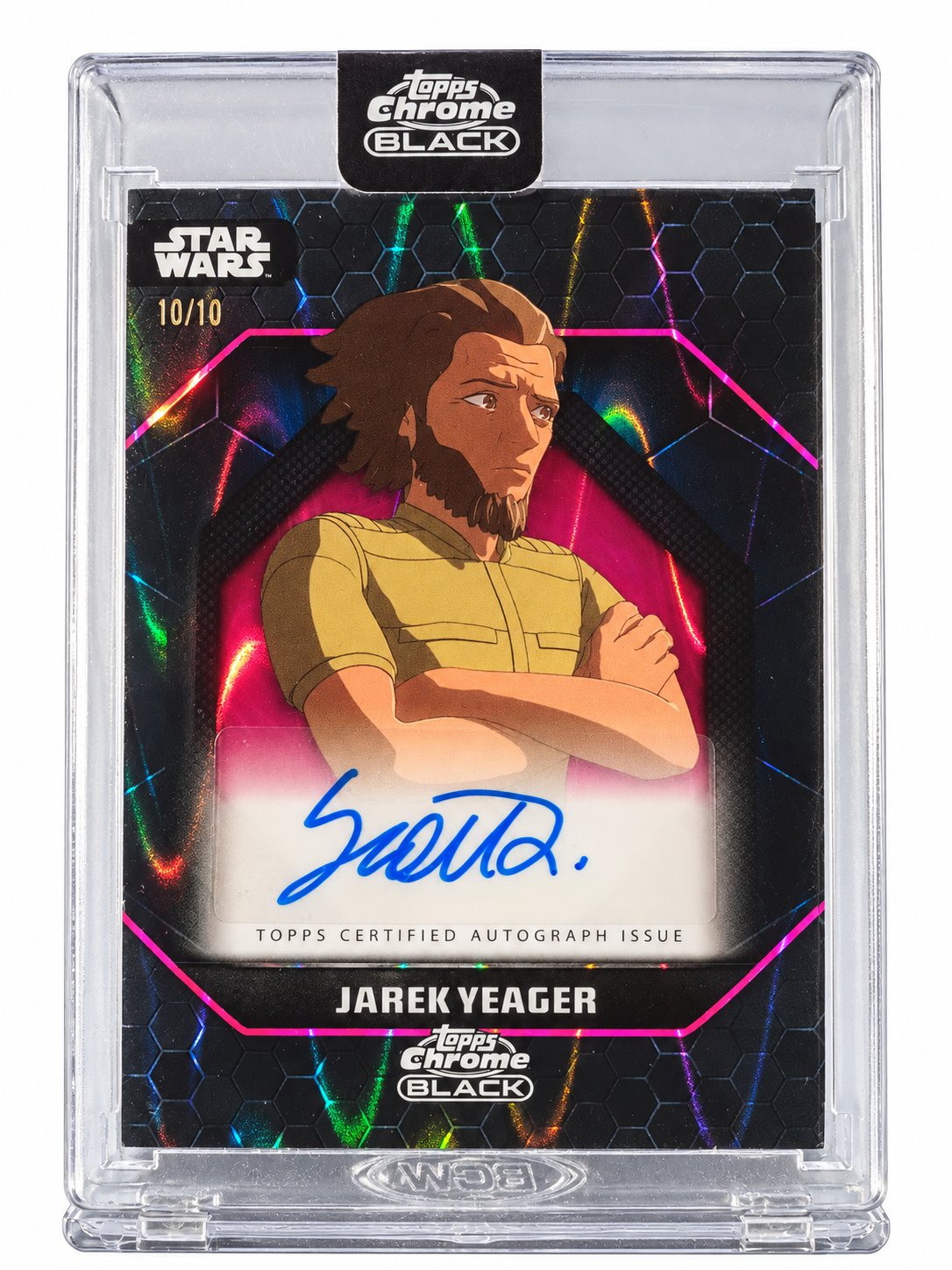 Carta Autografiada Jarek Yeager Topps Chrome Black Star Wars – Edición Limitada Refractor /10 #ALS-SL (Año 2024)
