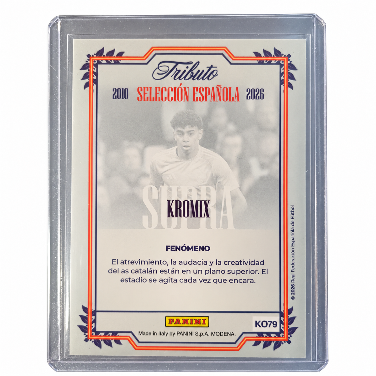 Carta Panini Tributo Selección Española 2026 Lamine Yamal Supra Kromix Gold #KO79 - Serie Fenómeno