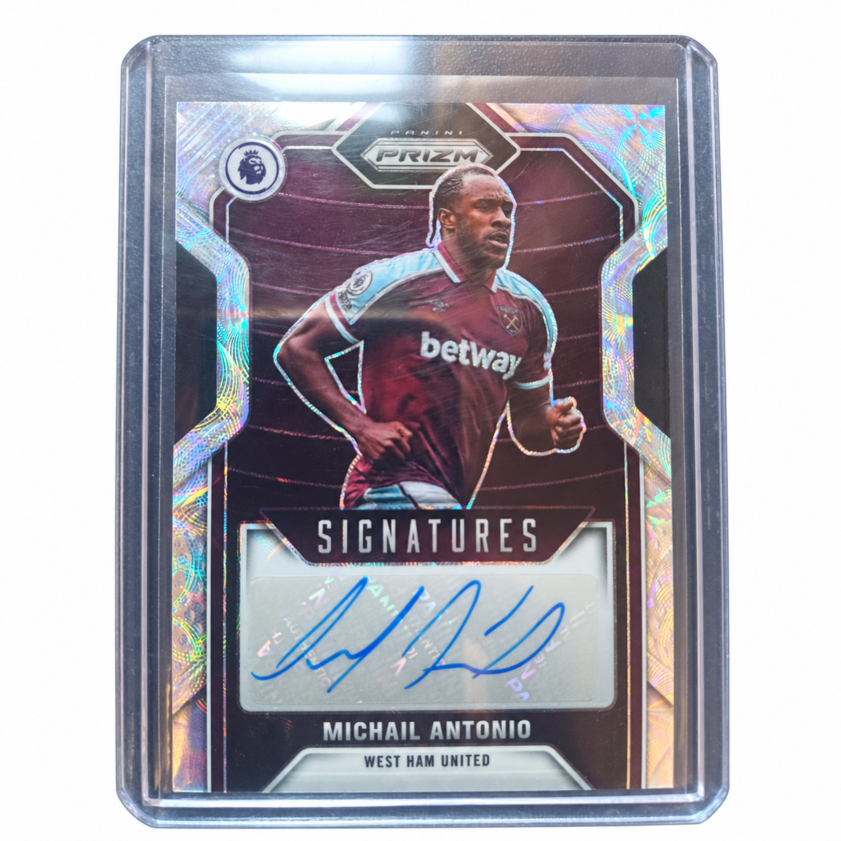 Carta Panini Prizm Premier League 21/22: Michail Antonio Signatures Tarjeta Autografiada – NUEVA / MINT