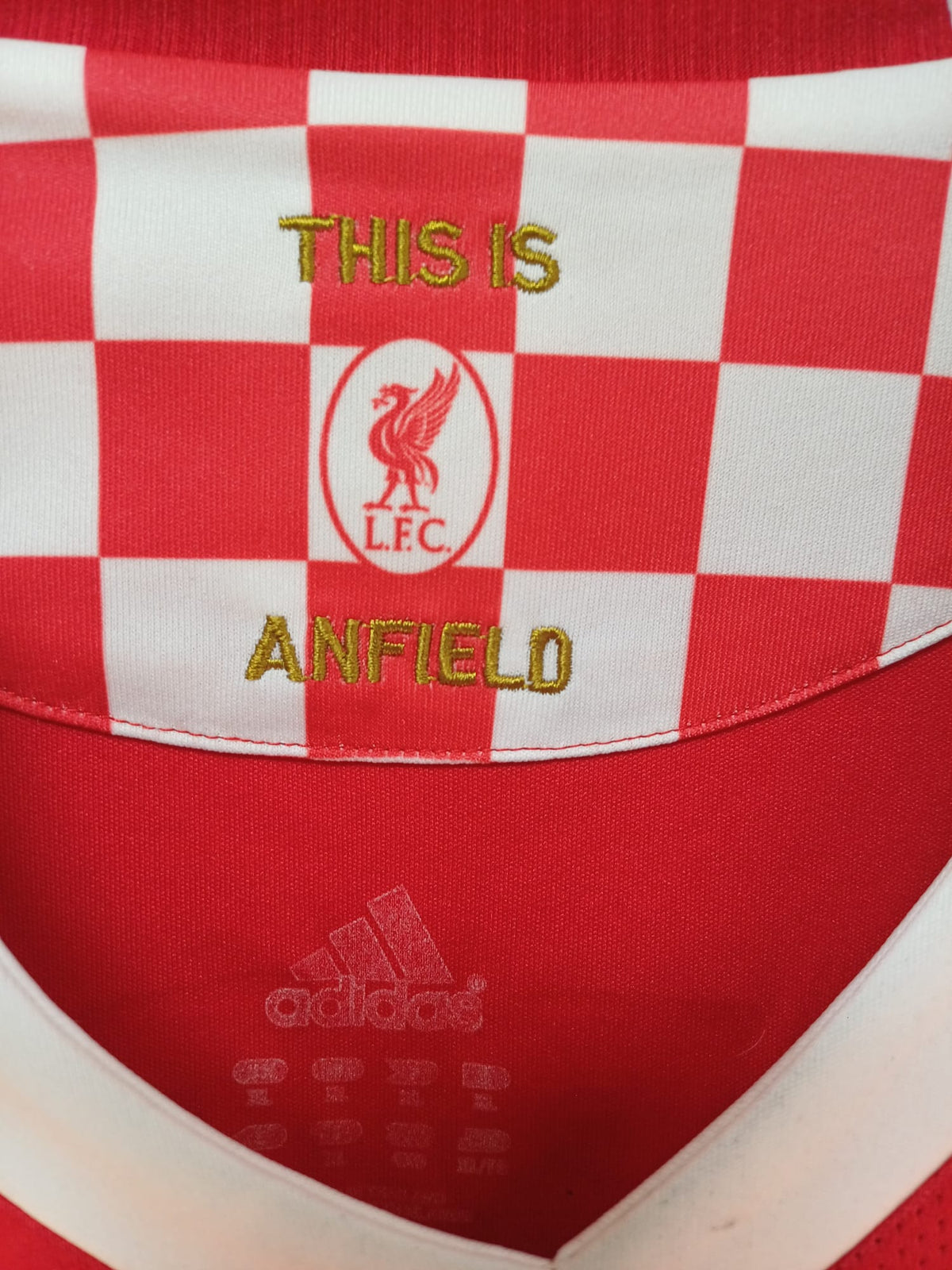 Camiseta Adidas Liverpool Primera Equipación 2008/2010 Firmada por Fernando Torres - Roja - Talla XL