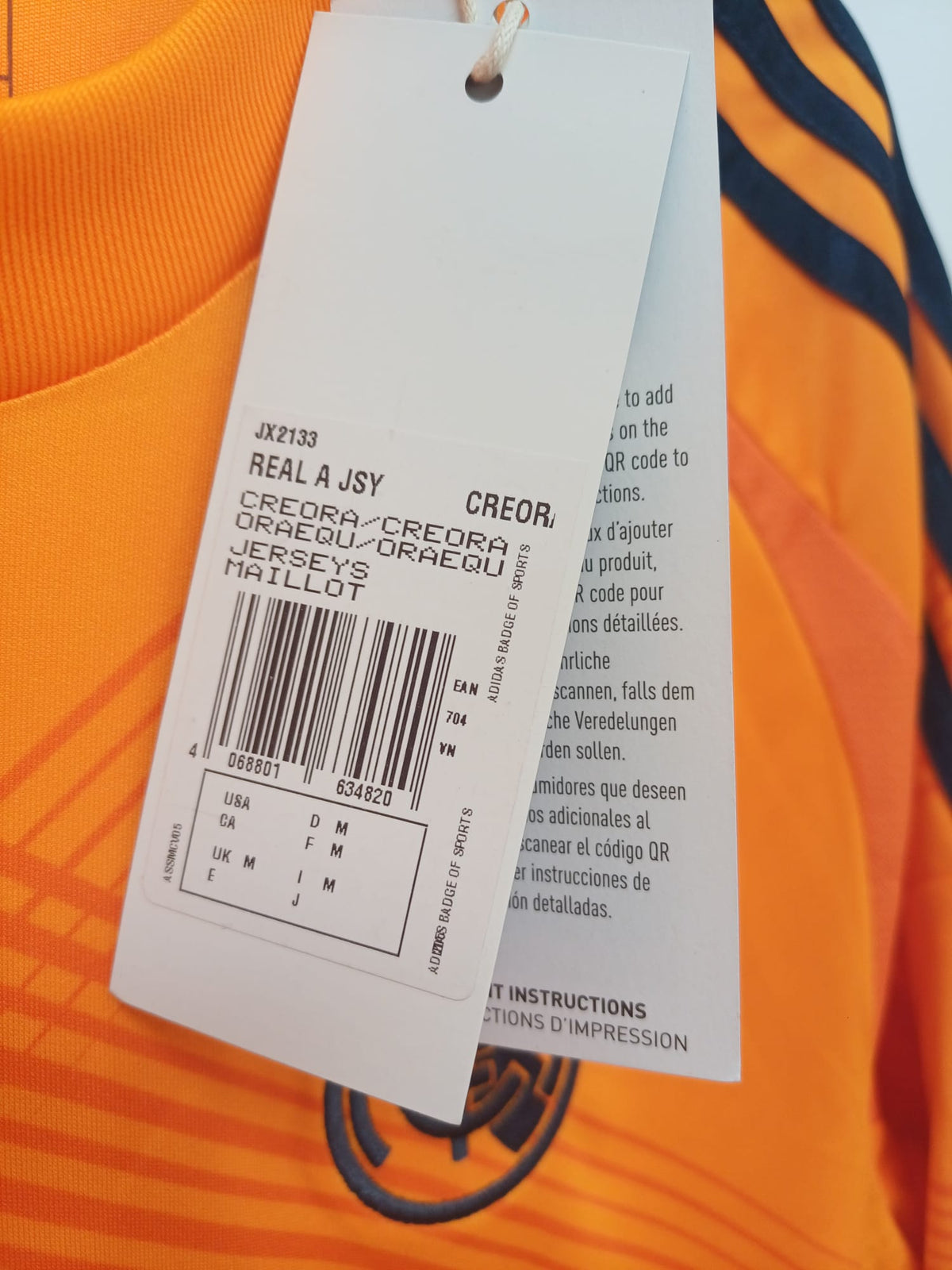 Camiseta Adidas Real Madrid Segunda Equipación 2024/2025 Versión Fan - Naranja - Talla M