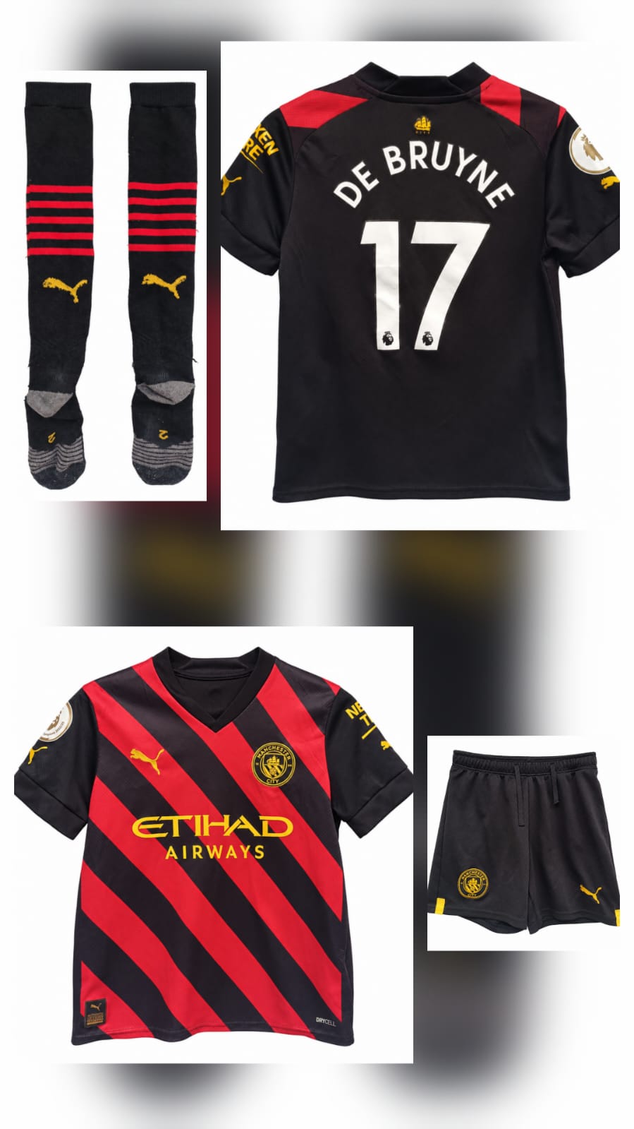 Mini Kit Infantil Puma Manchester City De Bruyne 17 Segunda Equipación - Talla 9-10 Años (Año 2022)