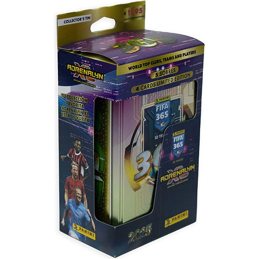 Lata Collector's Tin Panini FIFA 365 Adrenalyn XL 2025: Pack de 5 Sobres + 4 Cartas Edición Limitada – PRODUCTO NUEVO Y PRECINTADO