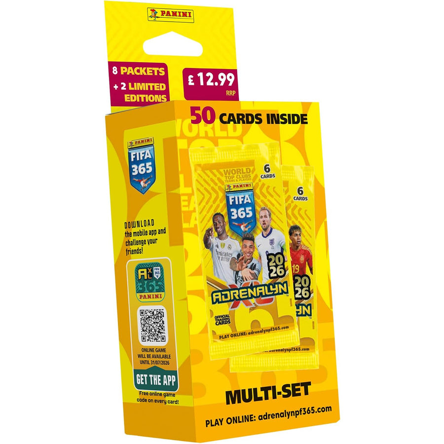 Caja Multi-set Panini FIFA 365 Adrenalyn XL 2026: Pack de 8 Sobres + 2 Cartas Edición Limitada – PRODUCTO NUEVO Y PRECINTADO