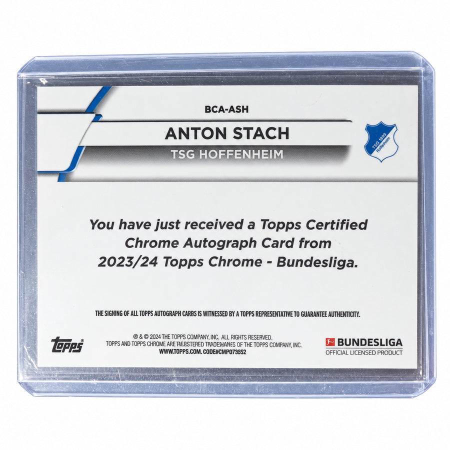 Carta Topps Chrome Bundesliga 2023/24: Anton Stach Chrome Autograph Card (TSG Hoffenheim)