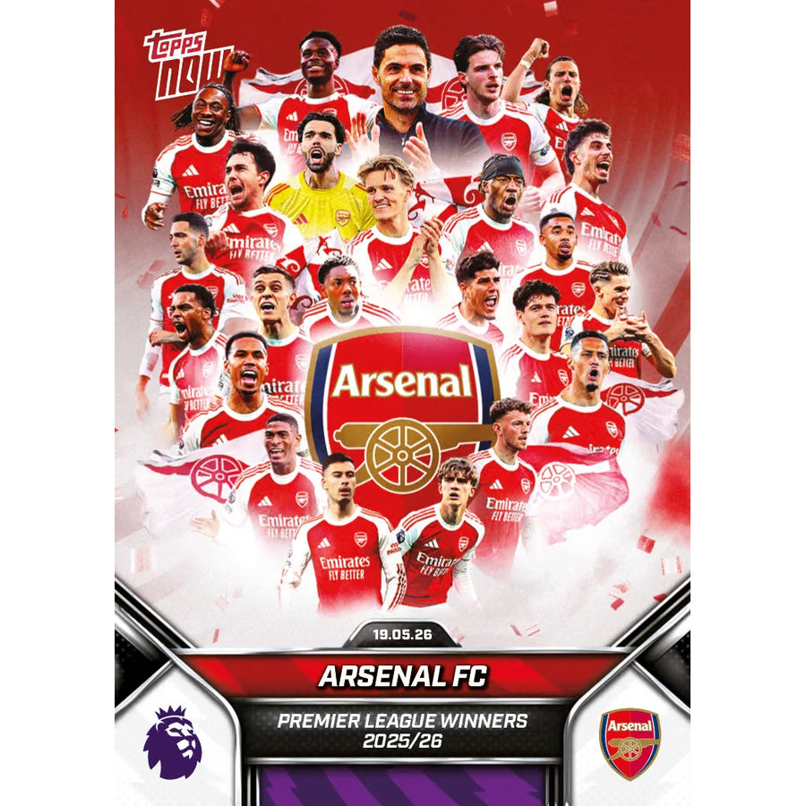 Carta Topps Now Premier League 2025/26: Arsenal FC Winners Commemorative Card