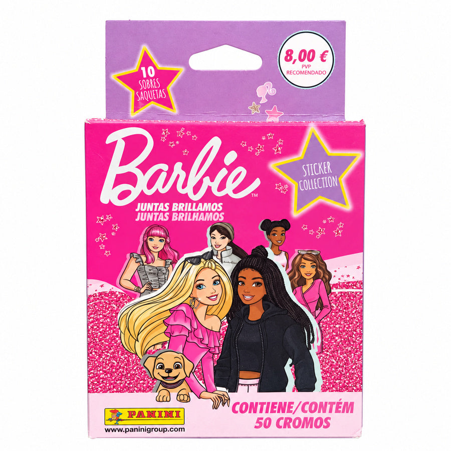 Pack Blíster Panini Barbie Juntas Brillamos: Caja de 10 Sobres / 50 Cromos