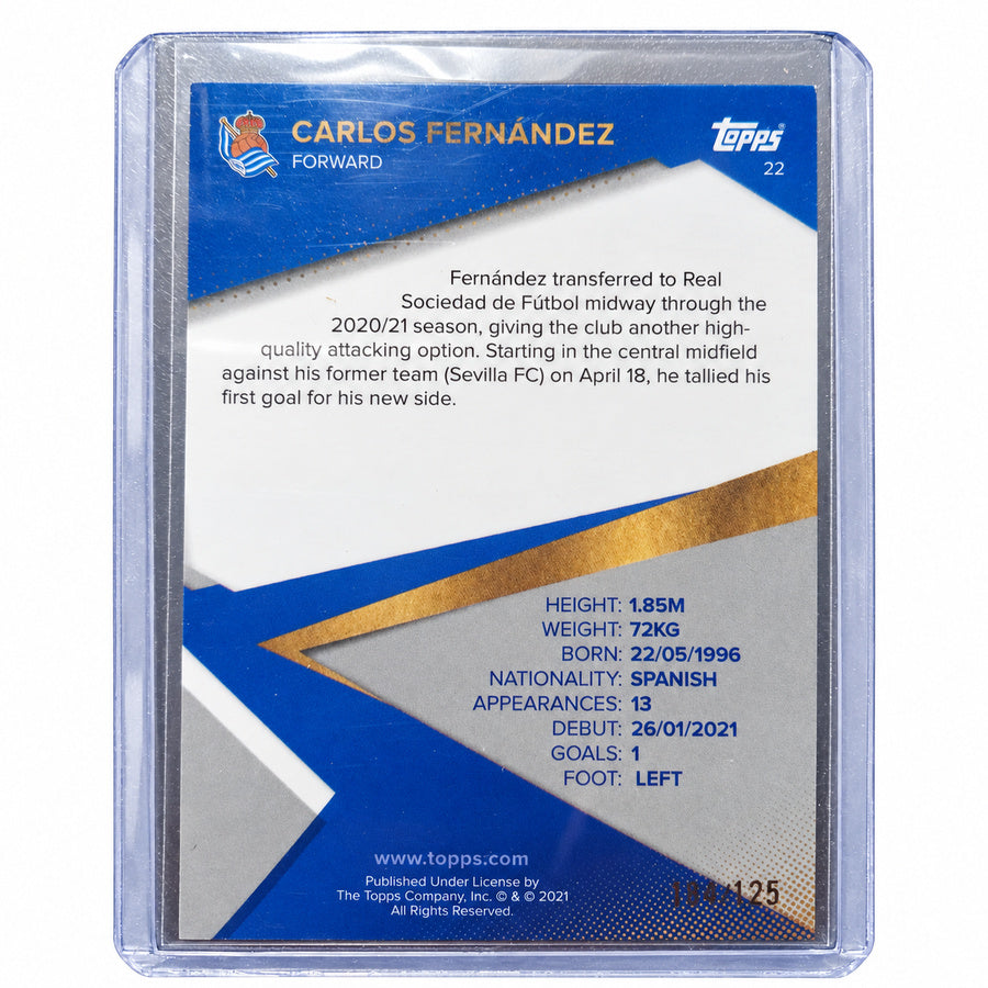 Carta Topps Real Sociedad Team Set 2021/22: Carlos Fernández Parallel Card #118/125 (Real Sociedad)