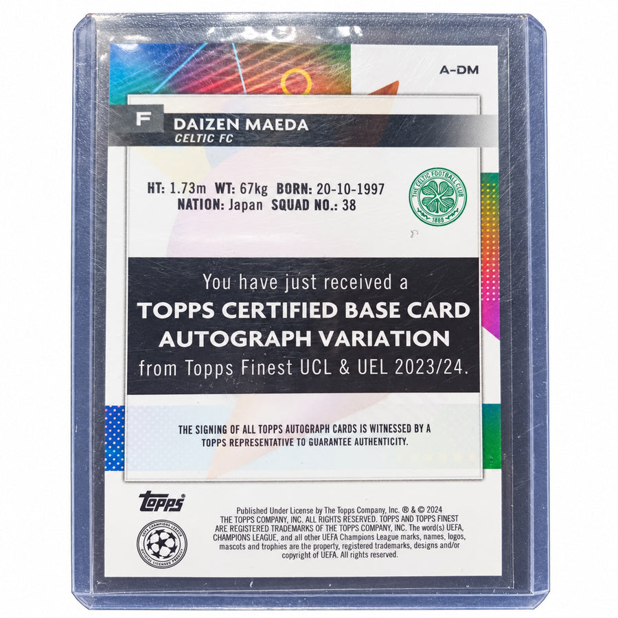 Carta Topps Finest UCL & UEL 2023/24: Daizen Maeda Base Card Autograph Variation (Celtic FC)