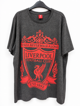 Liverpool FC Official Merchandise Camiseta de Moda Big Crest Talla XL (Gris Vigoré / Rojo)