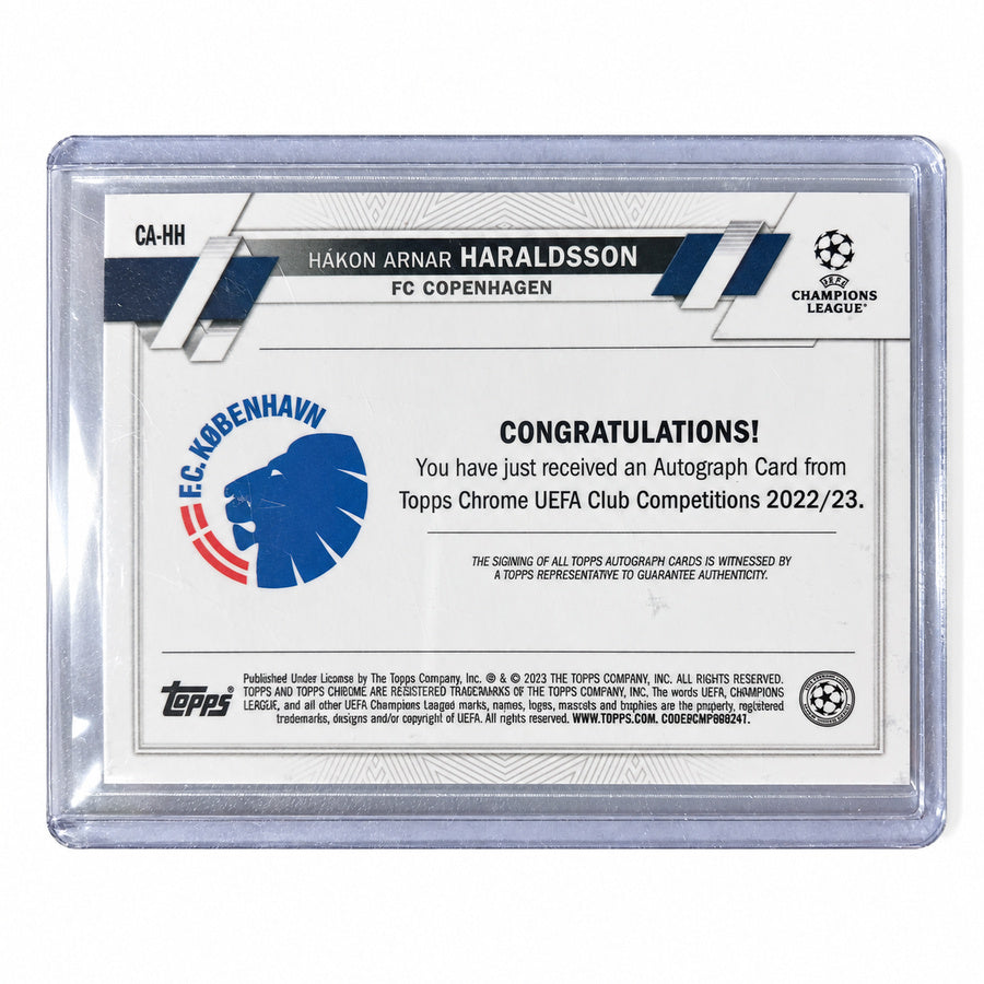 Carta Topps Chrome UEFA 2022/23: Hákon Arnar Haraldsson Rookie Card Autograph (F.C. Copenhagen)