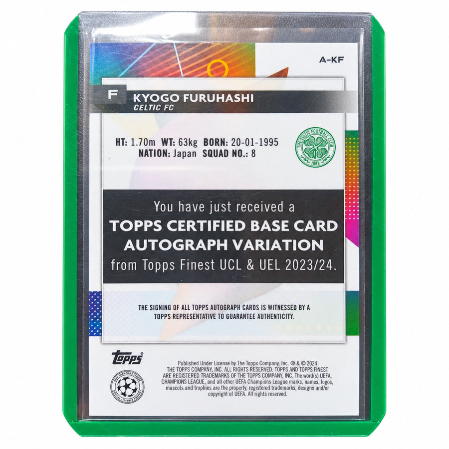 Carta Topps Finest UCL & UEL 2023/24: Kyogo Furuhashi Base Card Autograph Variation (Celtic FC)