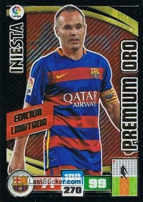 EL21 · Iniesta · F.C. Barcelona · Edición Limitada · Sobre Premium Oro - Panini Adrenalyn XL Liga BBVA 2015-16