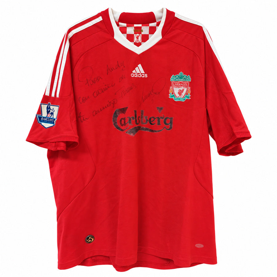 Camiseta Adidas Liverpool Primera Equipación 2008/2010 Firmada por Fernando Torres - Roja - Talla XL