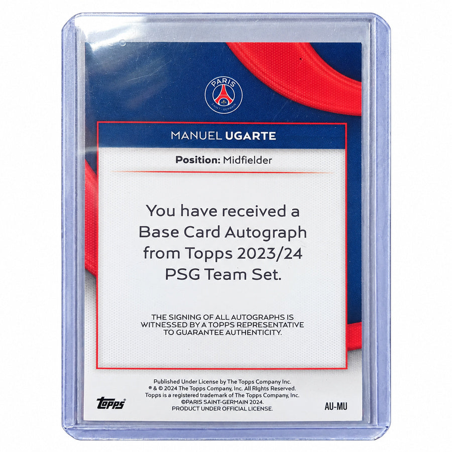 Carta Topps PSG Official Team Set 2023/24: Manuel Ugarte Base Card Autograph Parallel #188/250 (Paris Saint-Germain)