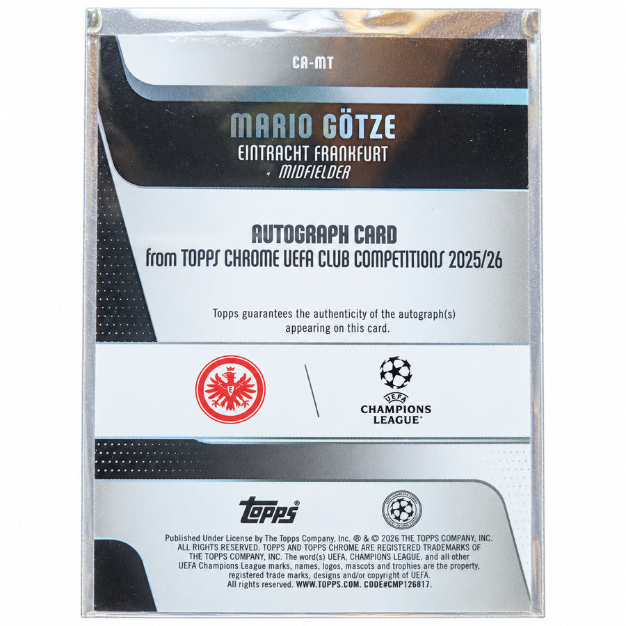 Carta Topps Chrome UEFA Club Competitions 2025/26: Mario Götze Gold Refractor Autograph Card #48/50 (Eintracht Frankfurt)
