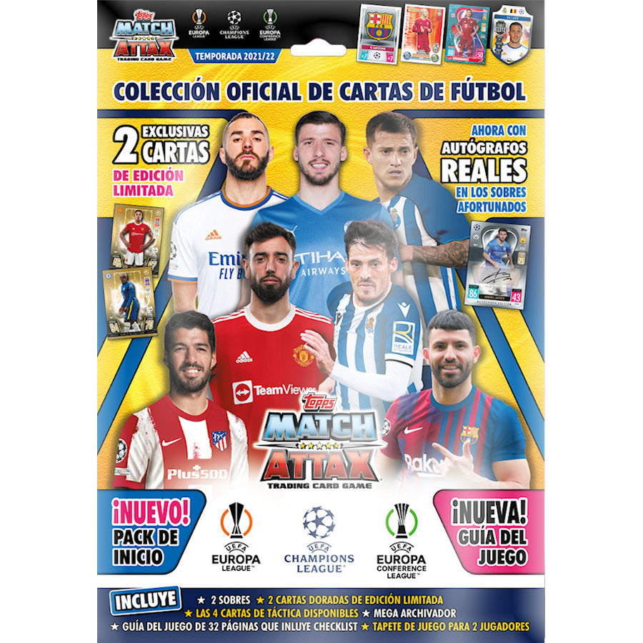 Topps Match Attax UEFA 2021-22 - Tactic Cards, Blue Crystal Parallels, New Signings, especiales regionales de Portugal, España y Francia y Exclusive Rewards Cards.