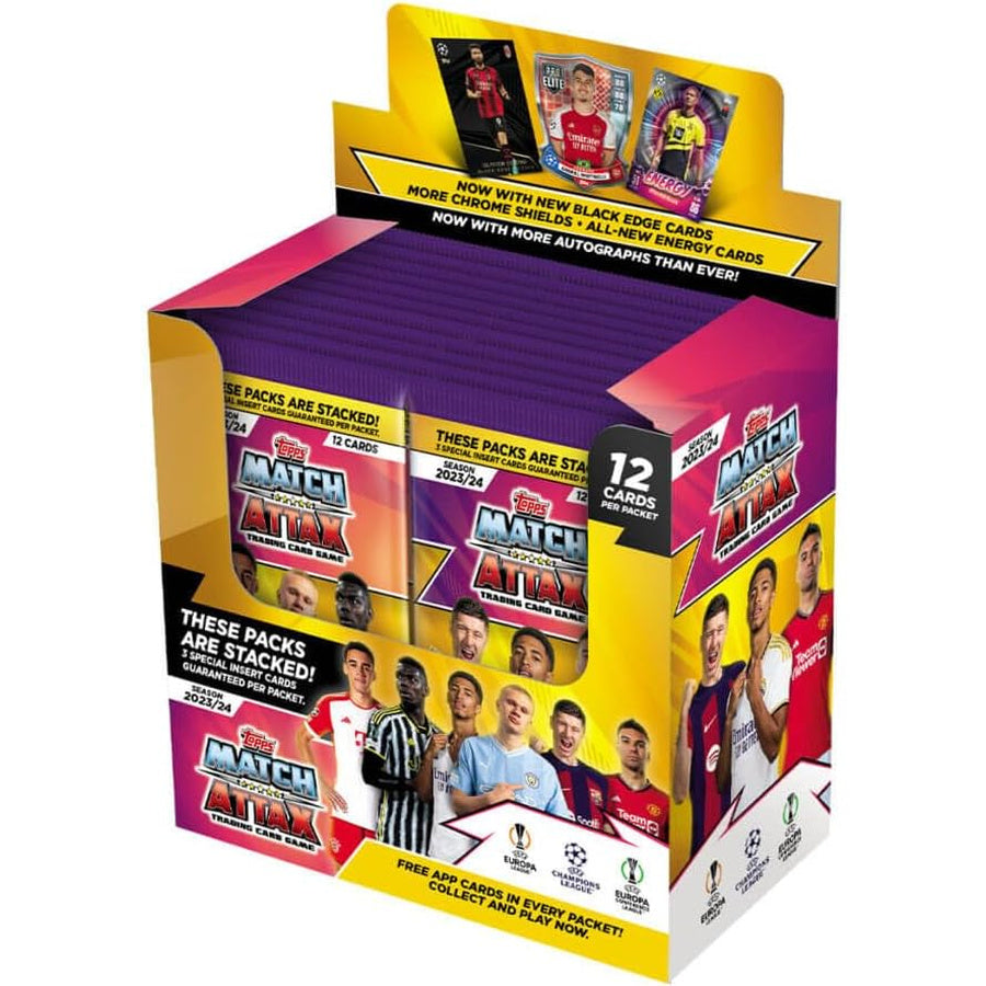 Caja de 36 Sobres Topps Match Attax UEFA Champions League 2023/24 – Booster Box Completa NUEVA Y PRECINTADA