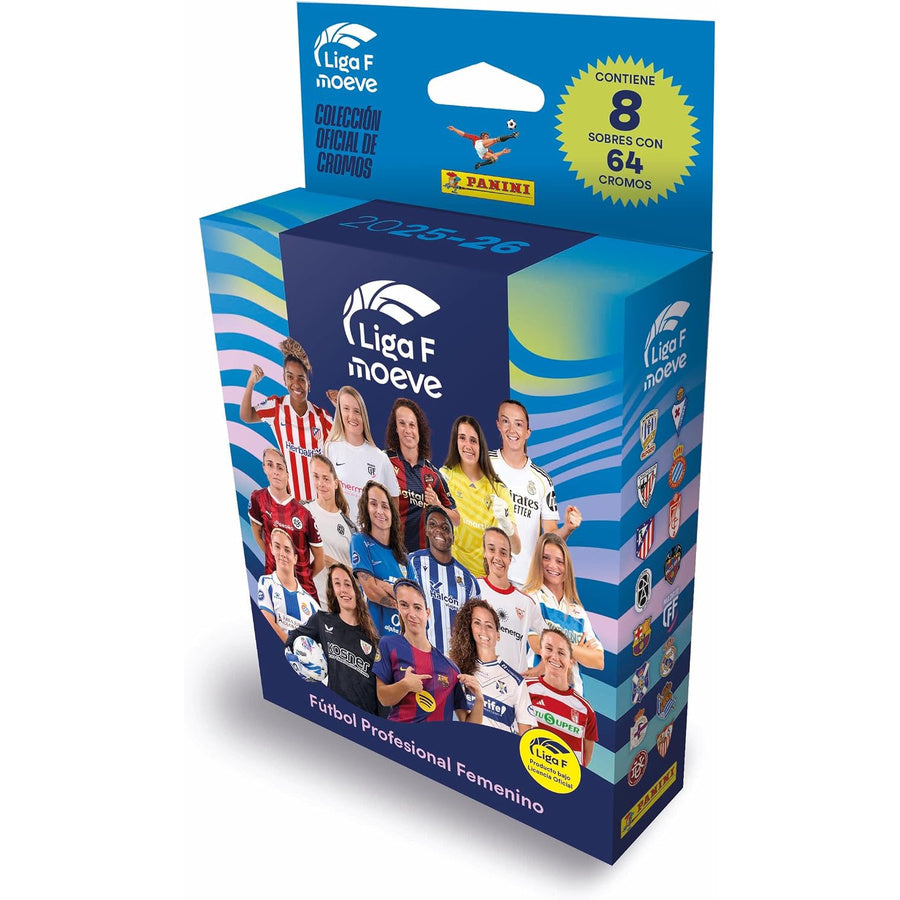 Caja Pack de 8 Sobres Panini Liga F Moeve 2025/26 – Colección Oficial Cromos Fútbol Profesional Femenino NUEVA