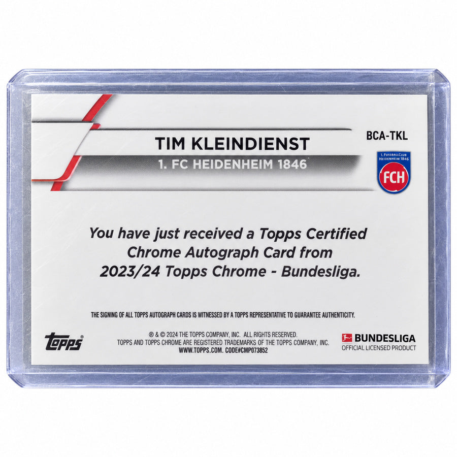Carta Topps Chrome Bundesliga 2023/24: Tim Kleindienst Chrome Autograph Card (FC Heidenheim)