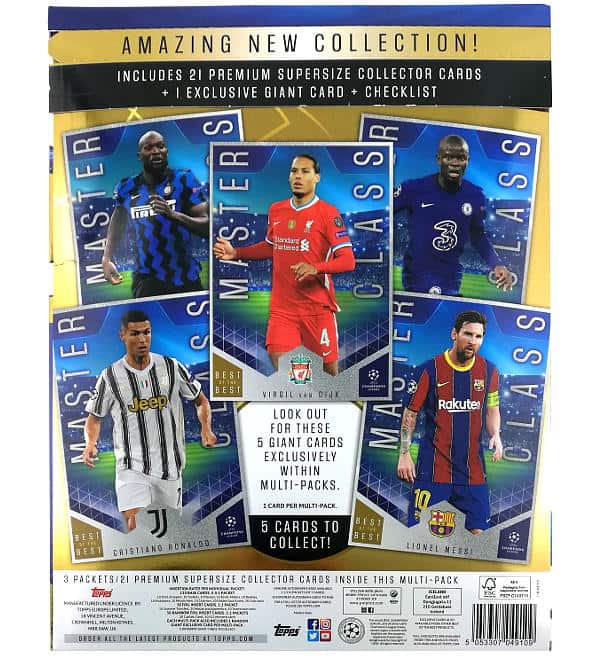 Multi-Pack de Cartas Topps UEFA Champions League 2020/21 Best of the Best - 21 Cartas + 1 Carta Gigante Exclusiva