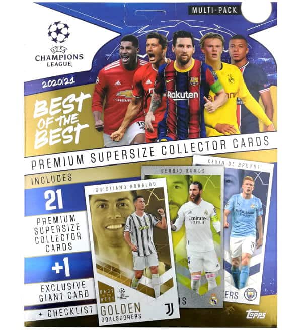 Multi-Pack de Cartas Topps UEFA Champions League 2020/21 Best of the Best - 21 Cartas + 1 Carta Gigante Exclusiva