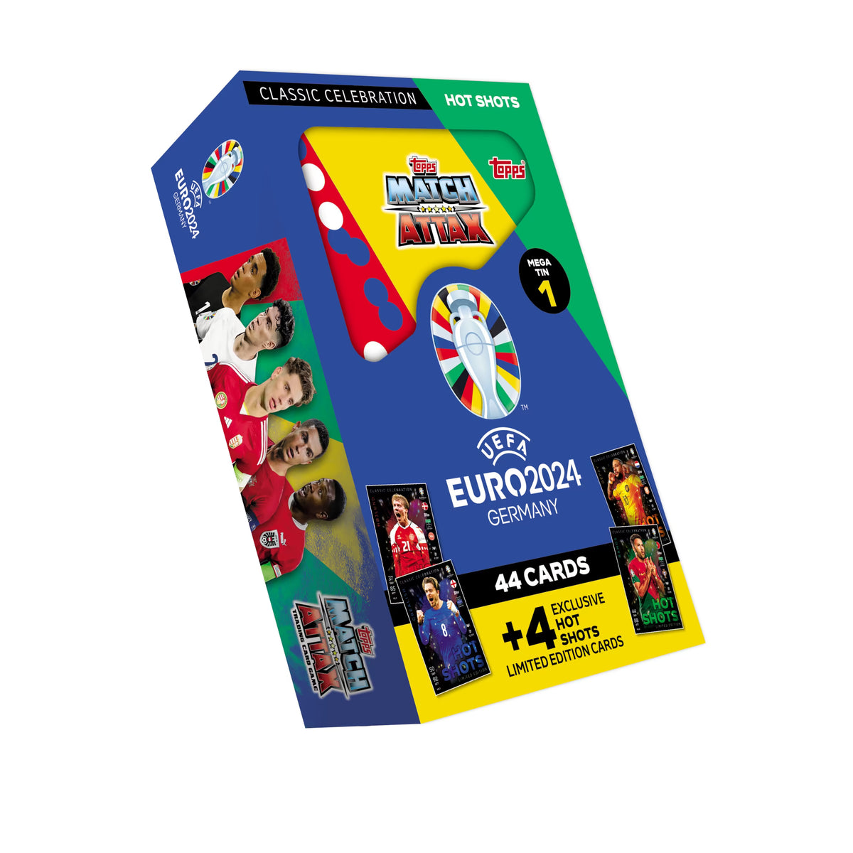 Lata Mega Tin 1 Topps Match Attax UEFA Euro 2024 Germany – Edición Especial Hot Shots de 48 Cartas (Año 2024)