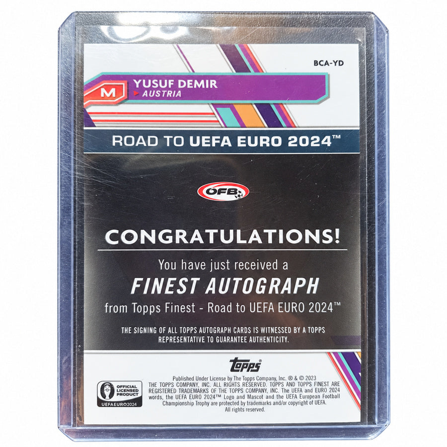 Carta Topps Finest Road to UEFA Euro 2024: Yusuf Demir Finest Autograph Card (Austria)